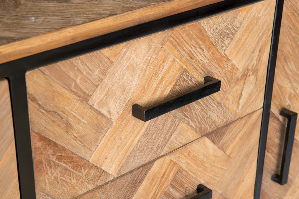 Accent 180cm Dressoir | Teakhout & Zwart Staal