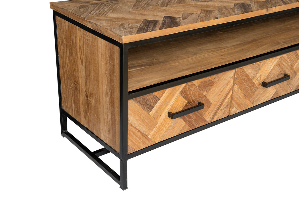 TV Accent 150 cm - Teakhout & Zwart Staal