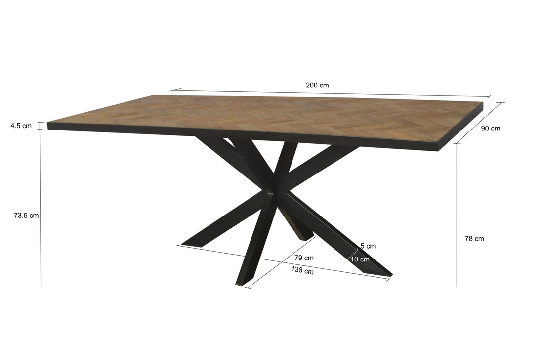 Accent Eettafel - Teakhout & Zwart Staal - 200 cm