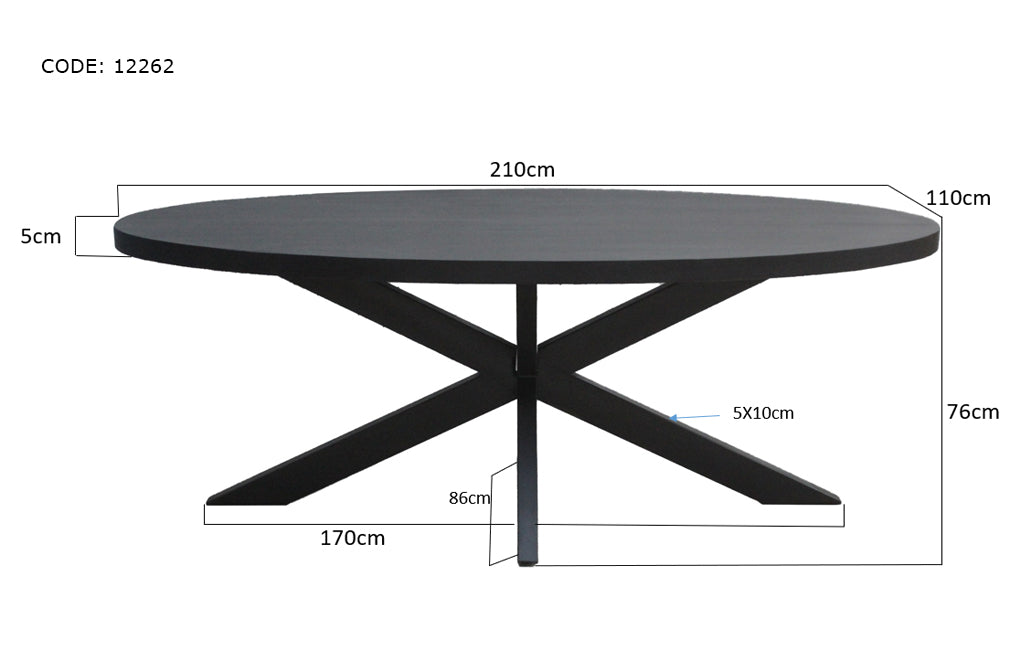 Livingfurn Kala Oval Spider Eettafel - 210 cm