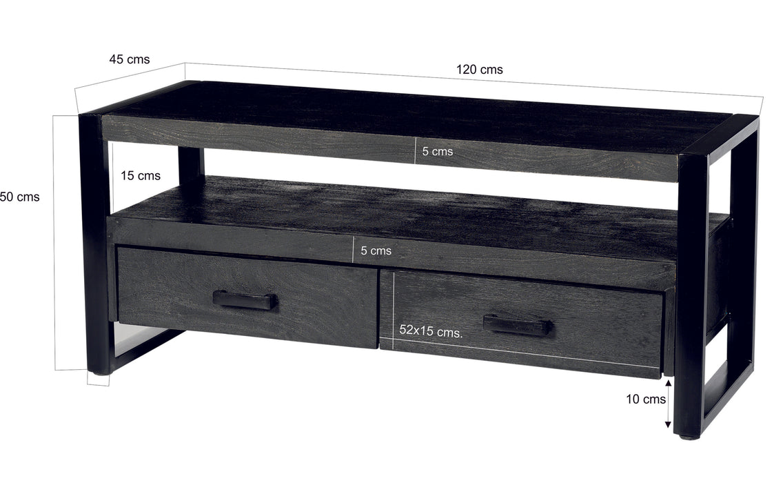 Norris 120 cm Kast | Zwart Mangohout | Livingfurn