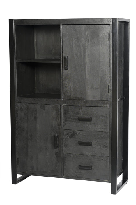 Livingfurn Norris Kast - 100 cm - Zwart Mangohout