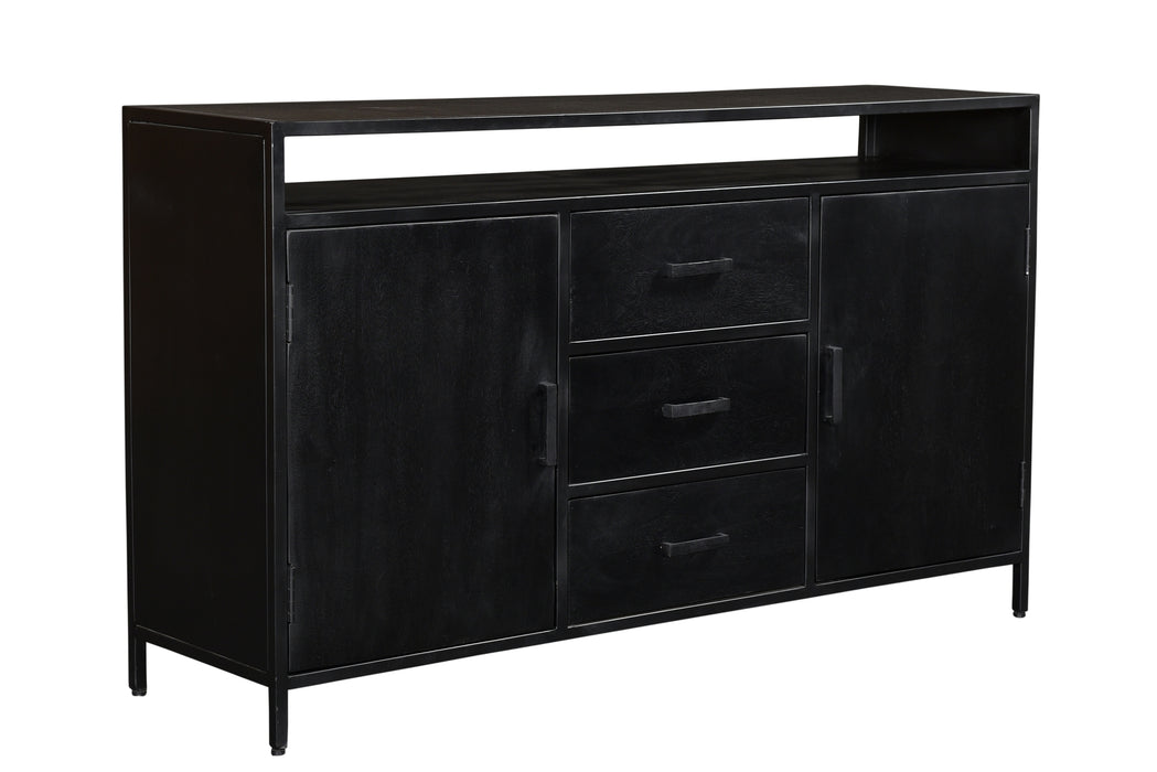 Kala Open Kast 150 cm - Mangohout & Zwart Staal