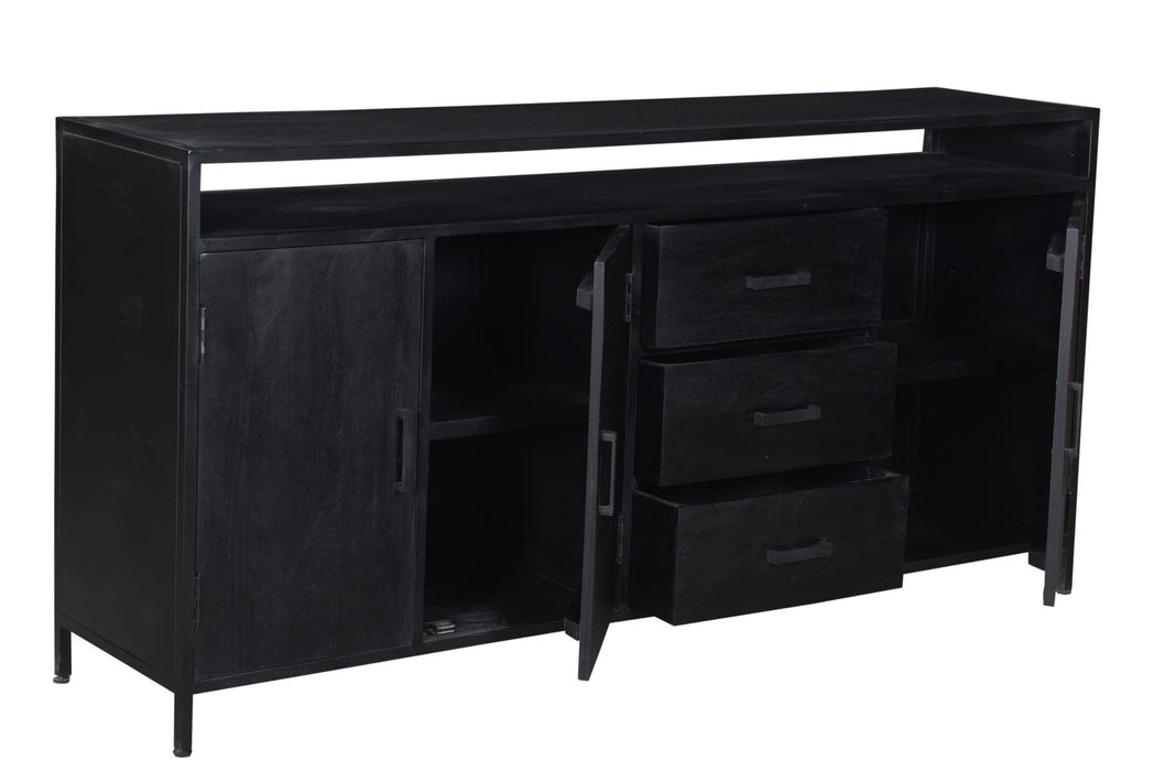 Kala Open Kast 180 cm - Mangohout & Zwart Staal