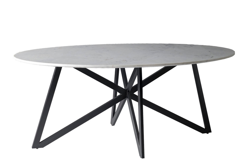 DT- Marble Oval Web Eettafel - Marmer & Staal - Wit - 200cm