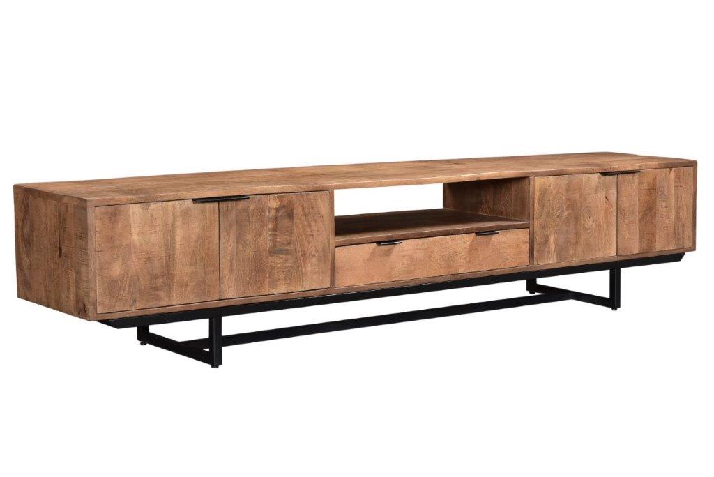Valdez Kast - Mangohout & Zwart Staal - 220 cm