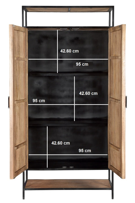 Sturdy 2-deurs kast 100cm | Mangohout & Zwart Staal