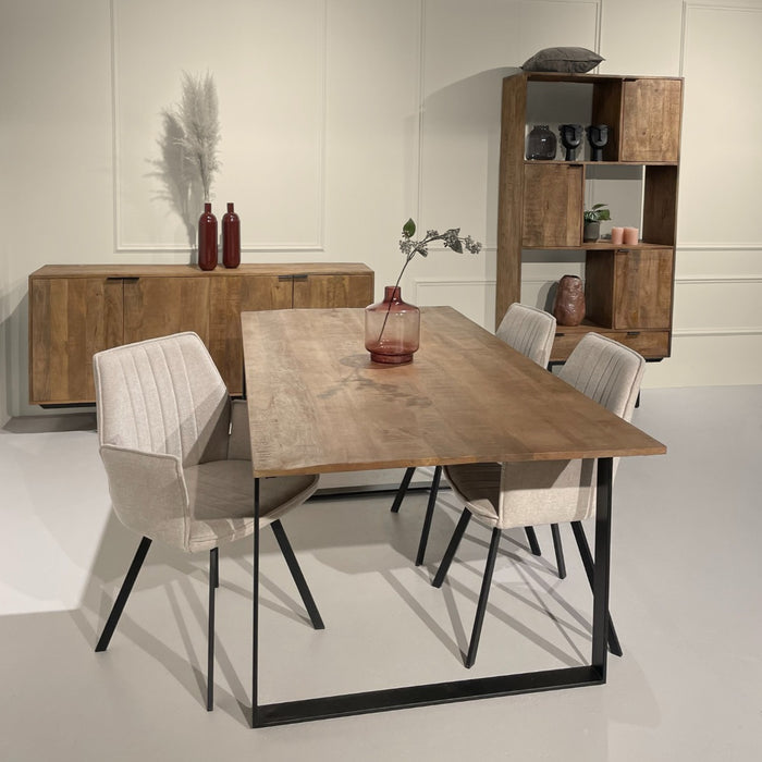 Valdez Eettafel - 200 cm - Mangohout & Zwart Staal