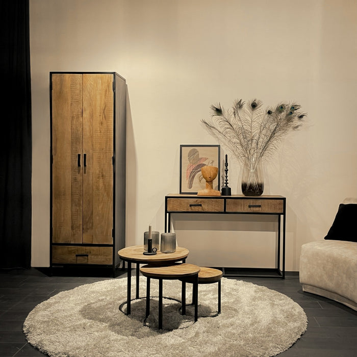 Sturdy Tafel 120cm - Zwart Staal & Mangohout