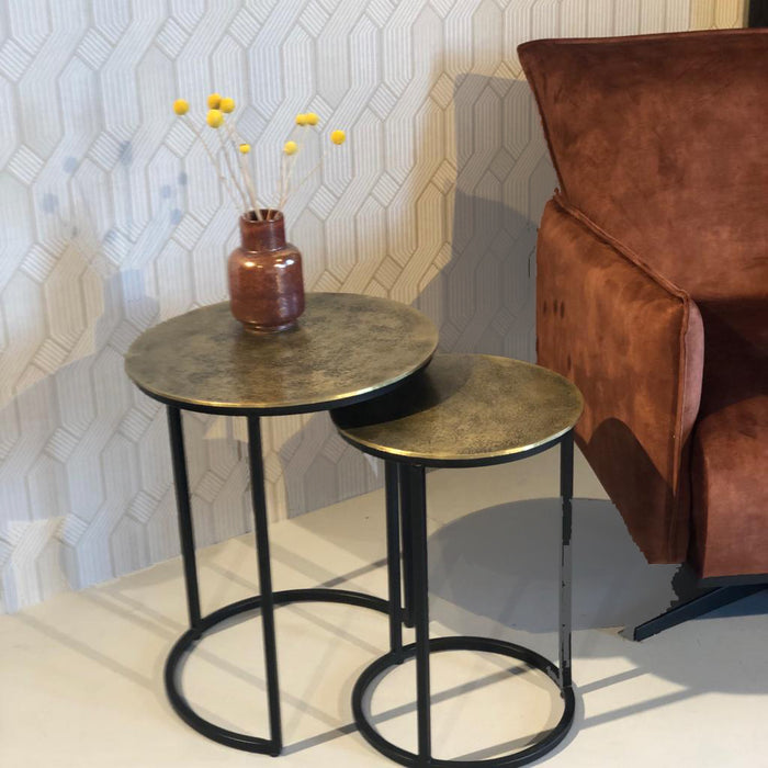 Cast Iron Beau Bijzettafels Set (2 stuks) - Antiek Goud