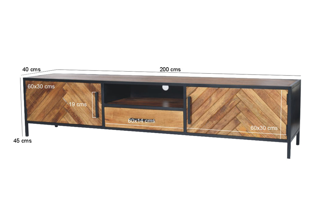 Brooklyn Kast 200cm - Mangohout & Staal