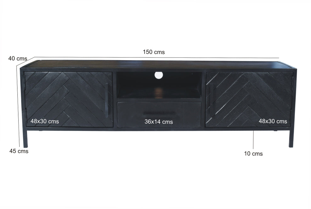 York 150cm TV-meubel | Zwart Mangohout | Livingfurn