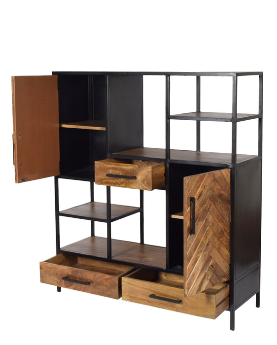 Brooklyn Kast 140cm - Mangohout & Staal