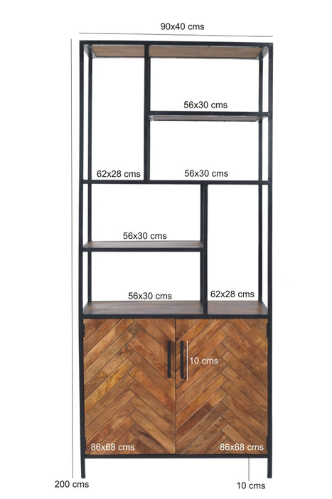 Brooklyn Kast 90cm - Mangohout & Staal