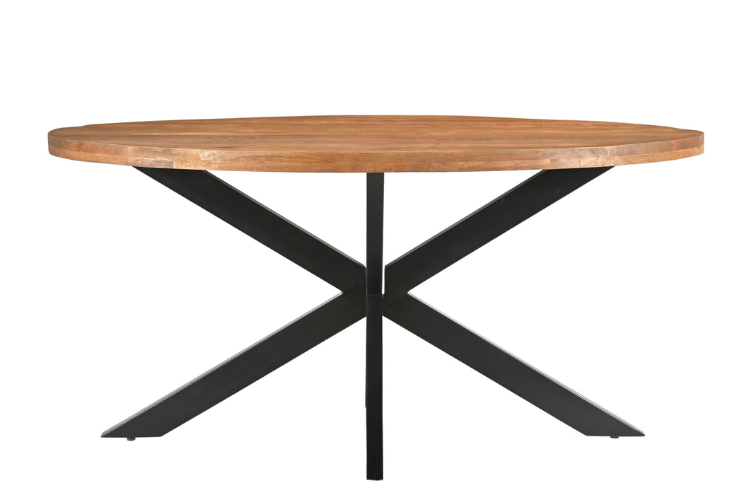 Rocky Oval Eettafel - Mangohout & Staal