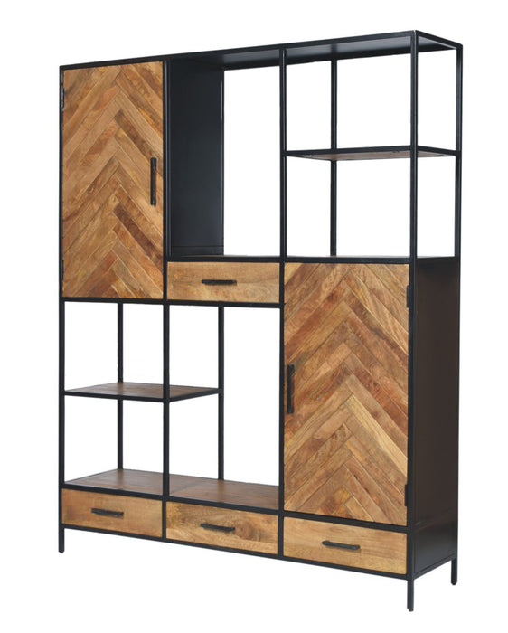 Brooklyn Kast 160cm - Mangohout & Staal