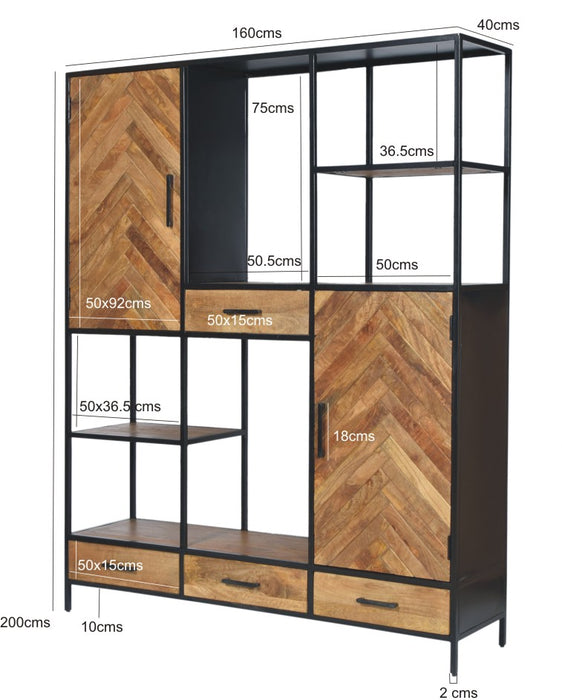 Brooklyn Kast 160cm - Mangohout & Staal