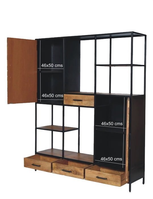 Brooklyn Kast 160cm - Mangohout & Staal