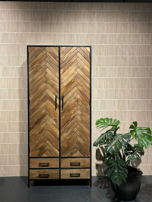 Brooklyn Kast met 2 Lades - 90cm - Mangohout & Staal