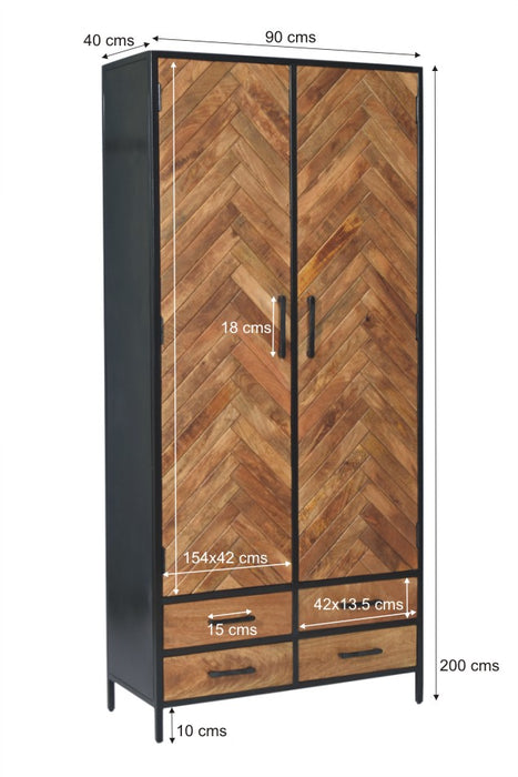 Brooklyn Kast met 2 Lades - 90cm - Mangohout & Staal