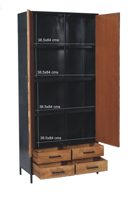 Brooklyn Kast met 2 Lades - 90cm - Mangohout & Staal