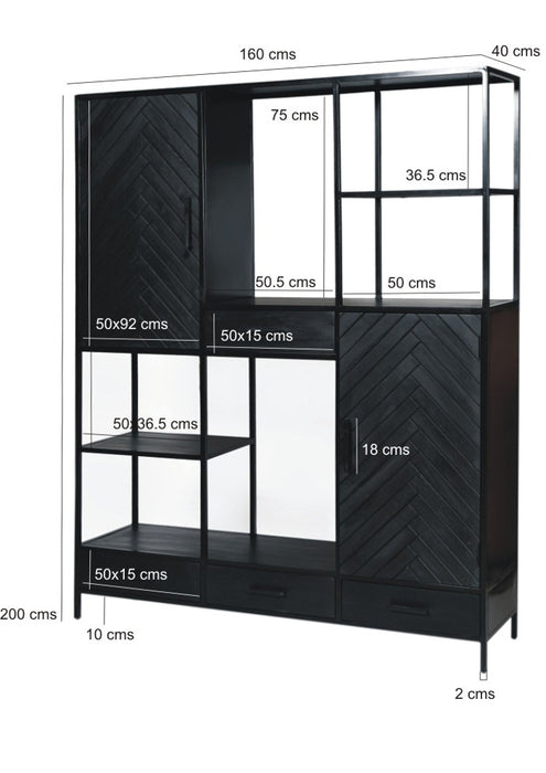 York 160cm TV-meubel | Zwart Mangohout & Visgraat | Livingfurn
