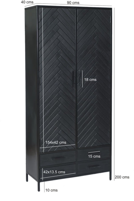 York 2-lade kast - Zwart Mangohout