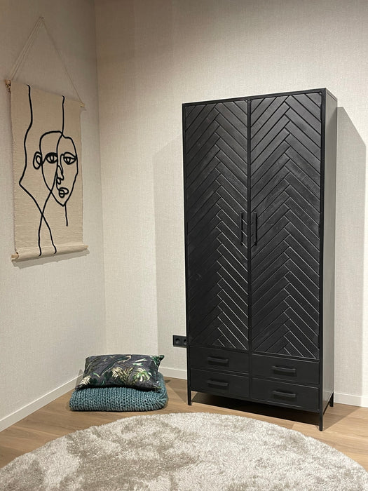 York 2-lade kast - Zwart Mangohout