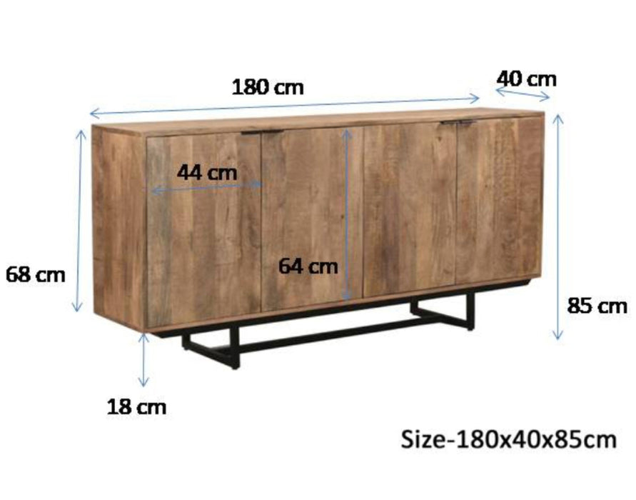 Valdez Kast 180cm | Mangohout & Zwart Staal