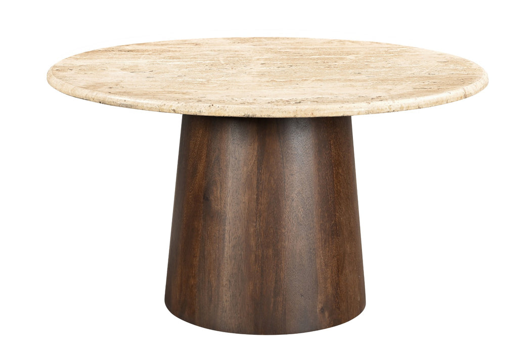 Brix Valentino Round 130cm - Ronde Eettafel met Travertin Blad
