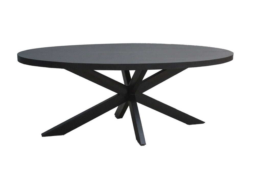 Kala Oval Spider Eettafel 160cm | Mangohout & Zwart Staal