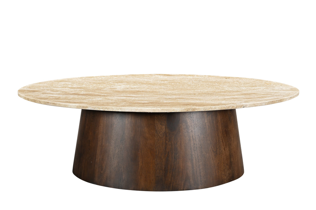 Brix Valentino Oval 120cm Eettafel | Travertin & Mangohout