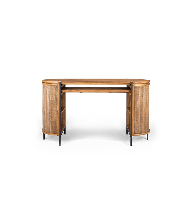 Coco Bureau - Schrijftafel van Teakhout, IJzer en Kokosblad