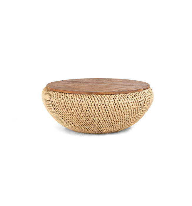 Wave Ronde Salontafel (Large) - Gerecycled Hout & Rotan