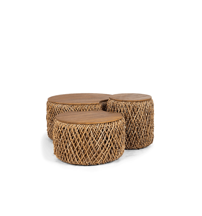 Knut Padi Salontafel Set B - Tweekleurig & Teakhout