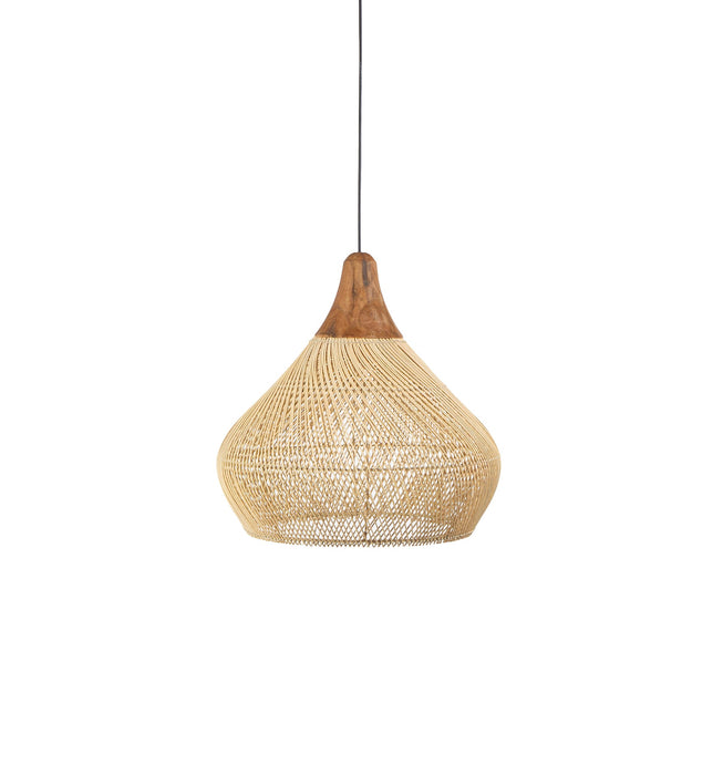 Bell Lamp - Natuurlijk Rattan en Teak - 40x40x40cm