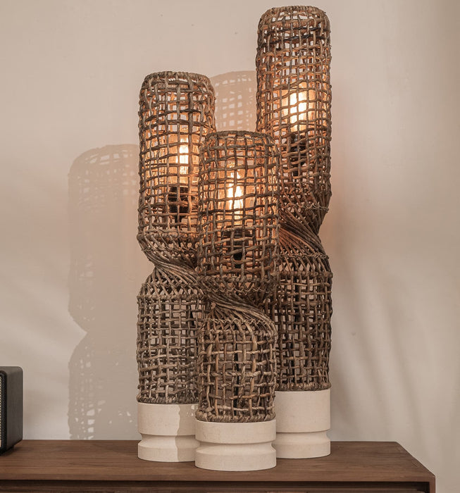 Twister Tafellamp - Abaca | 14x14x58 cm