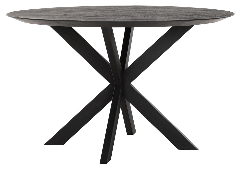 Zwarte Ronde Eettafel - Gerecycled Teakhout