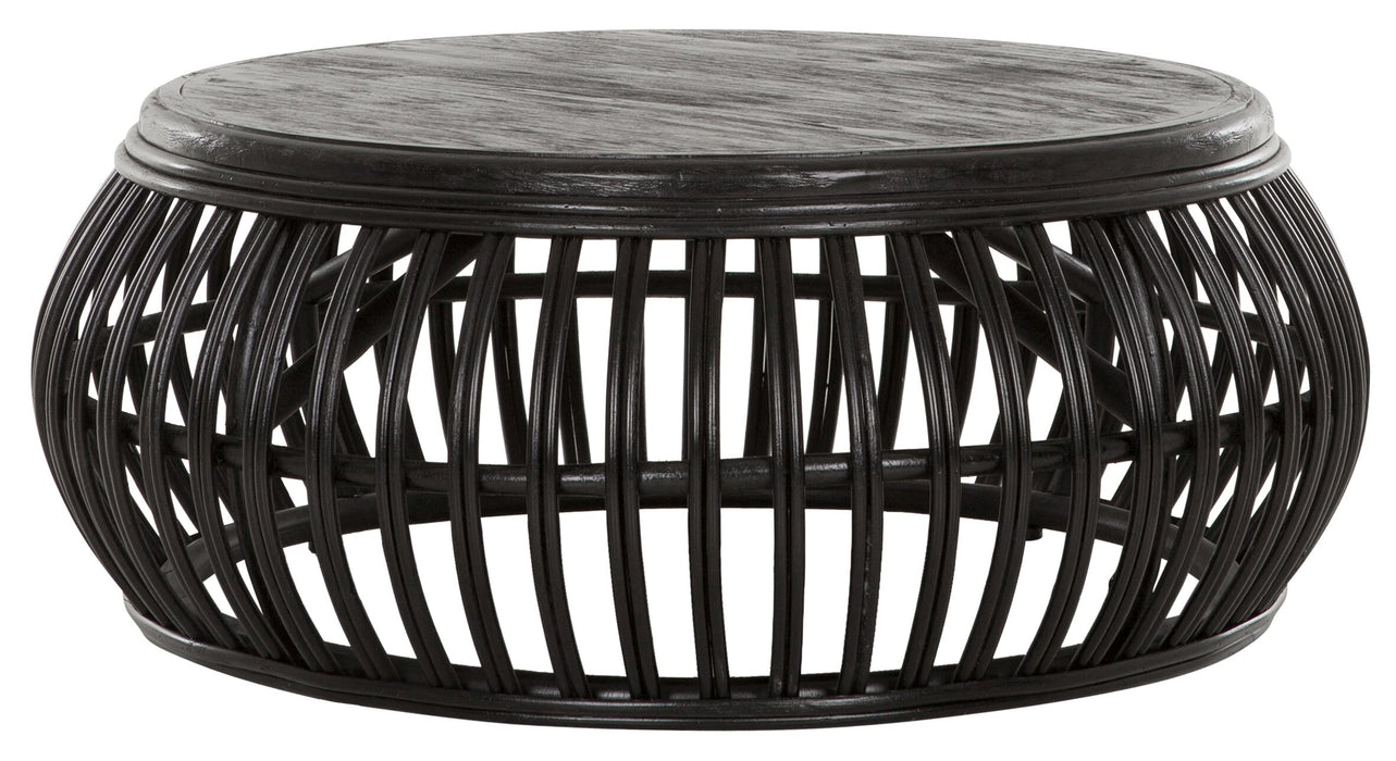 Positano Salontafel - Zwart Rattan & Houten Blad