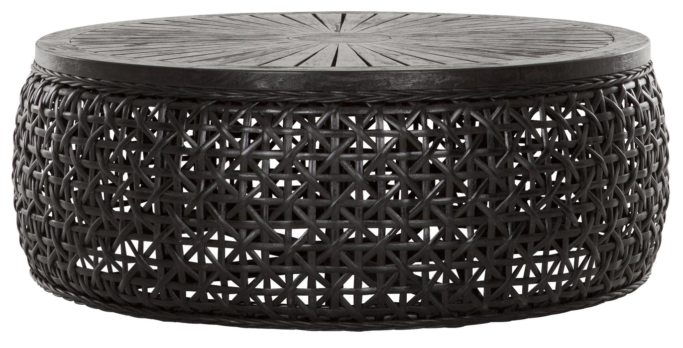 Rimini Salontafel Large - Zwart Rotan & Hout