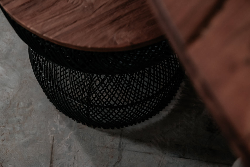 Wave bijzettafel - Natuurlijk hout & rotan