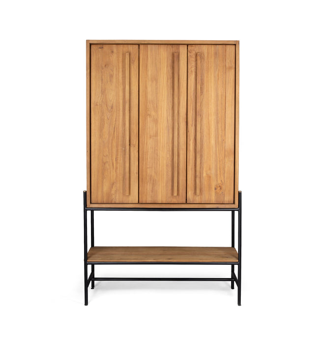 Outline Kast met 3 Deuren en Open Vak - Teak Hout