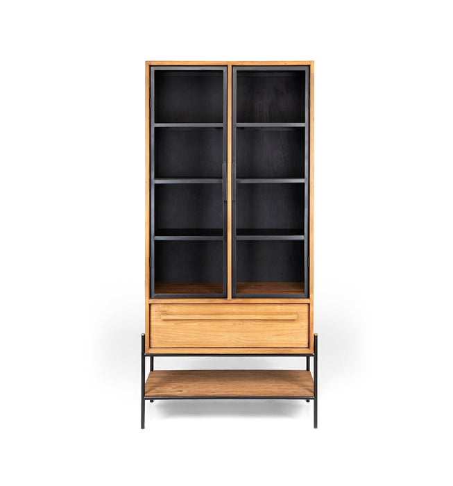 Outline Cabinet met glazen deuren en lade - Pure