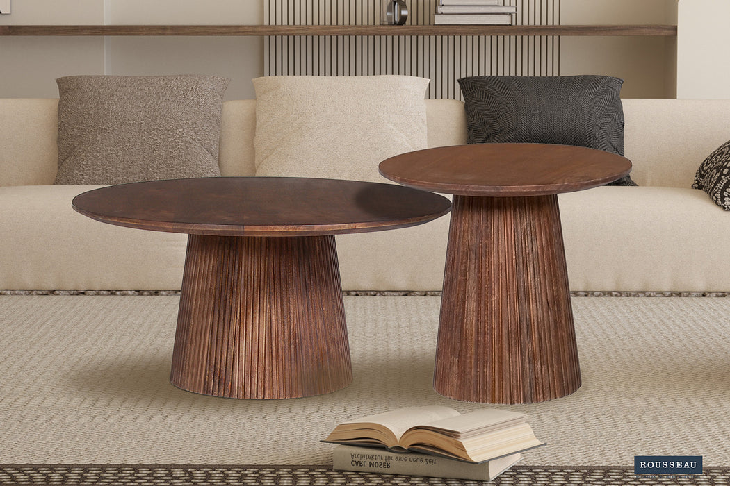 Salontafel 'Miguel' 80 cm Rond Mango hout Lichtbruin (2c)