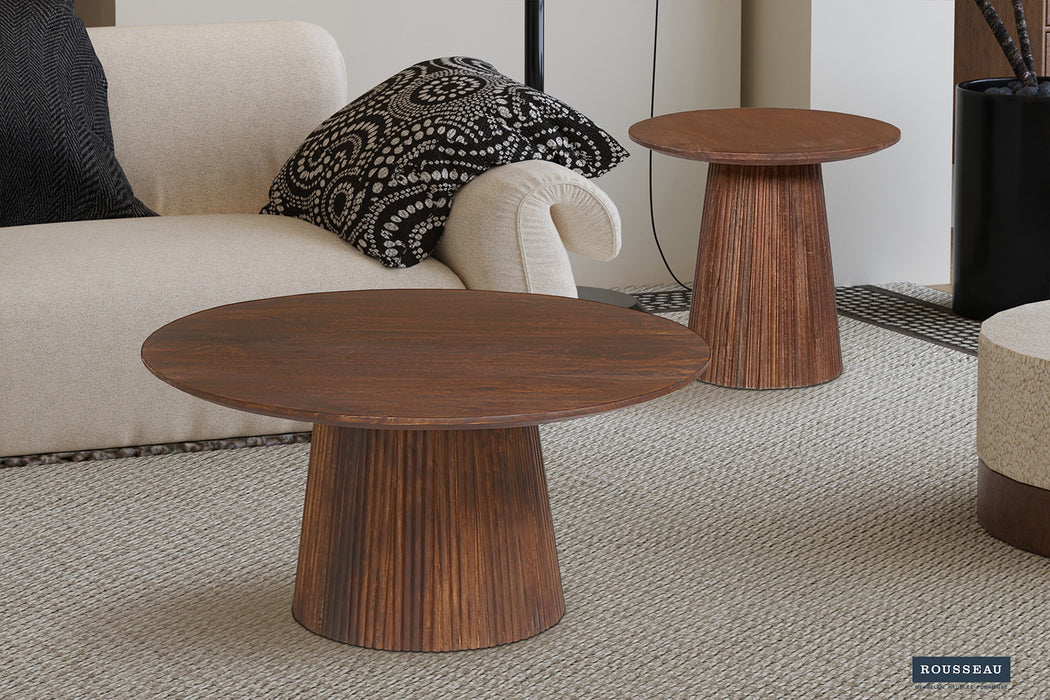 Salontafel 'Miguel' 80 cm Rond Mango hout Lichtbruin (2c)