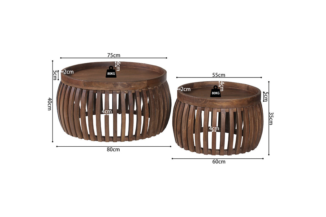 Salontafel 'Corry' 2-delige set Mango hout Lichtbruin (1c)