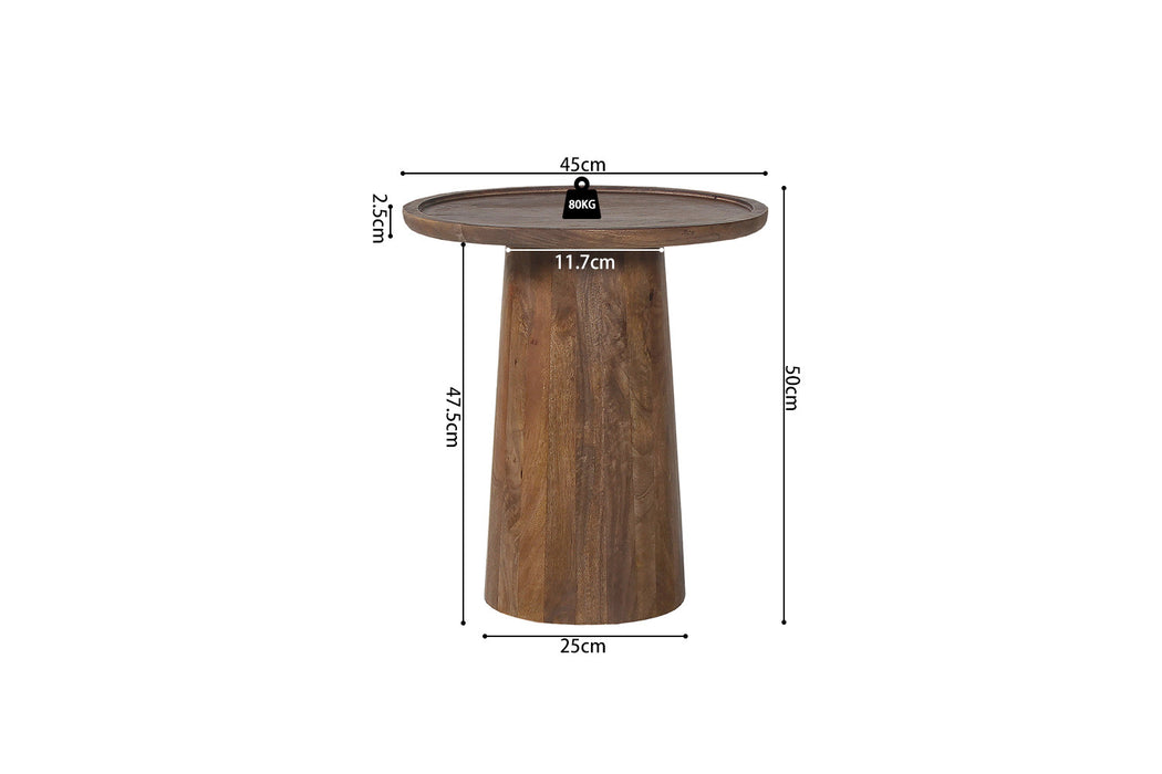 Salontafel 'Jules' 45x50 cm Rond Mango hout Lichtbruin (2c)