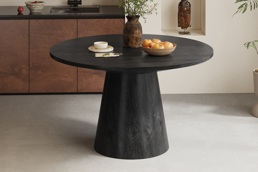 Tafel 'Tommy' 130 cm Rond Mango hout Zwart (2c)