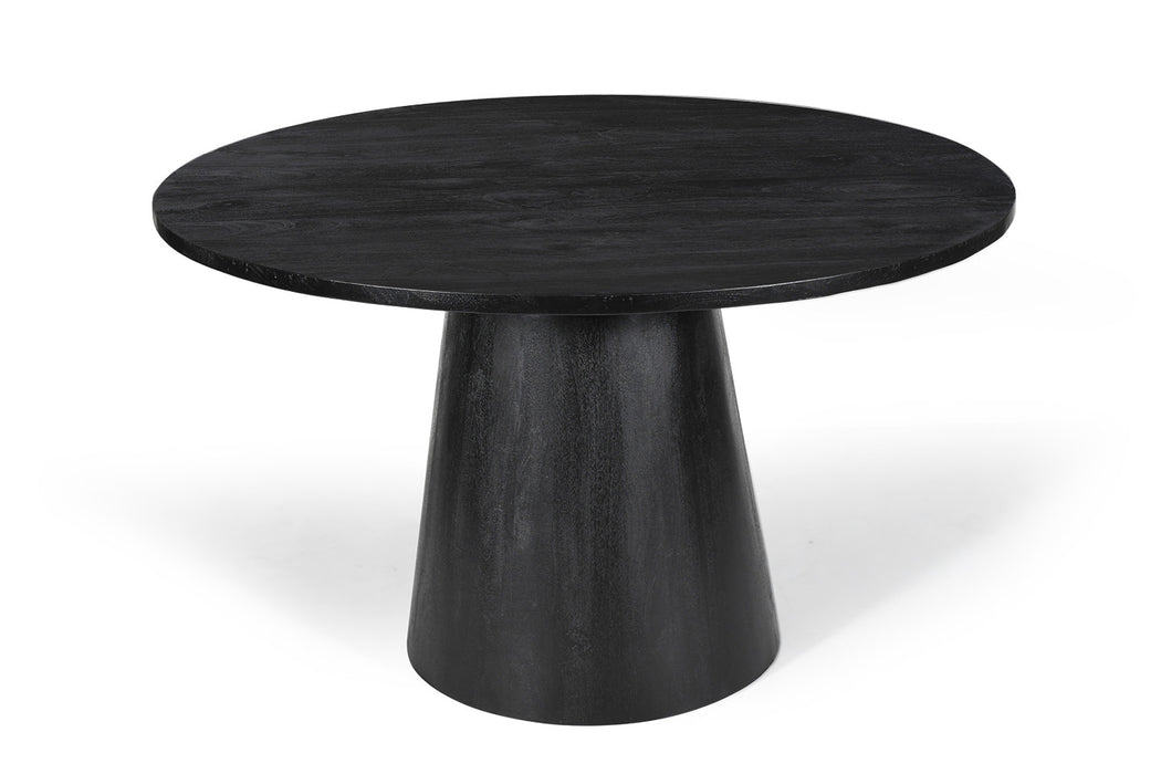 Tafel 'Tommy' 130 cm Rond Mango hout Zwart (2c)