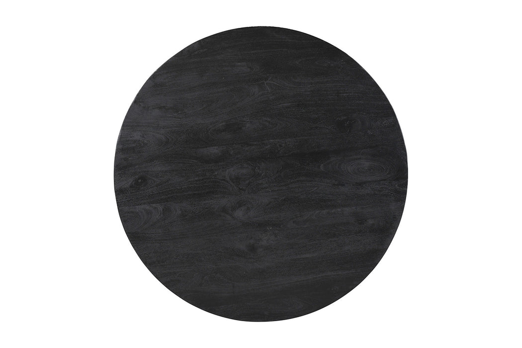 Tafel 'Tommy' 130 cm Rond Mango hout Zwart (2c)